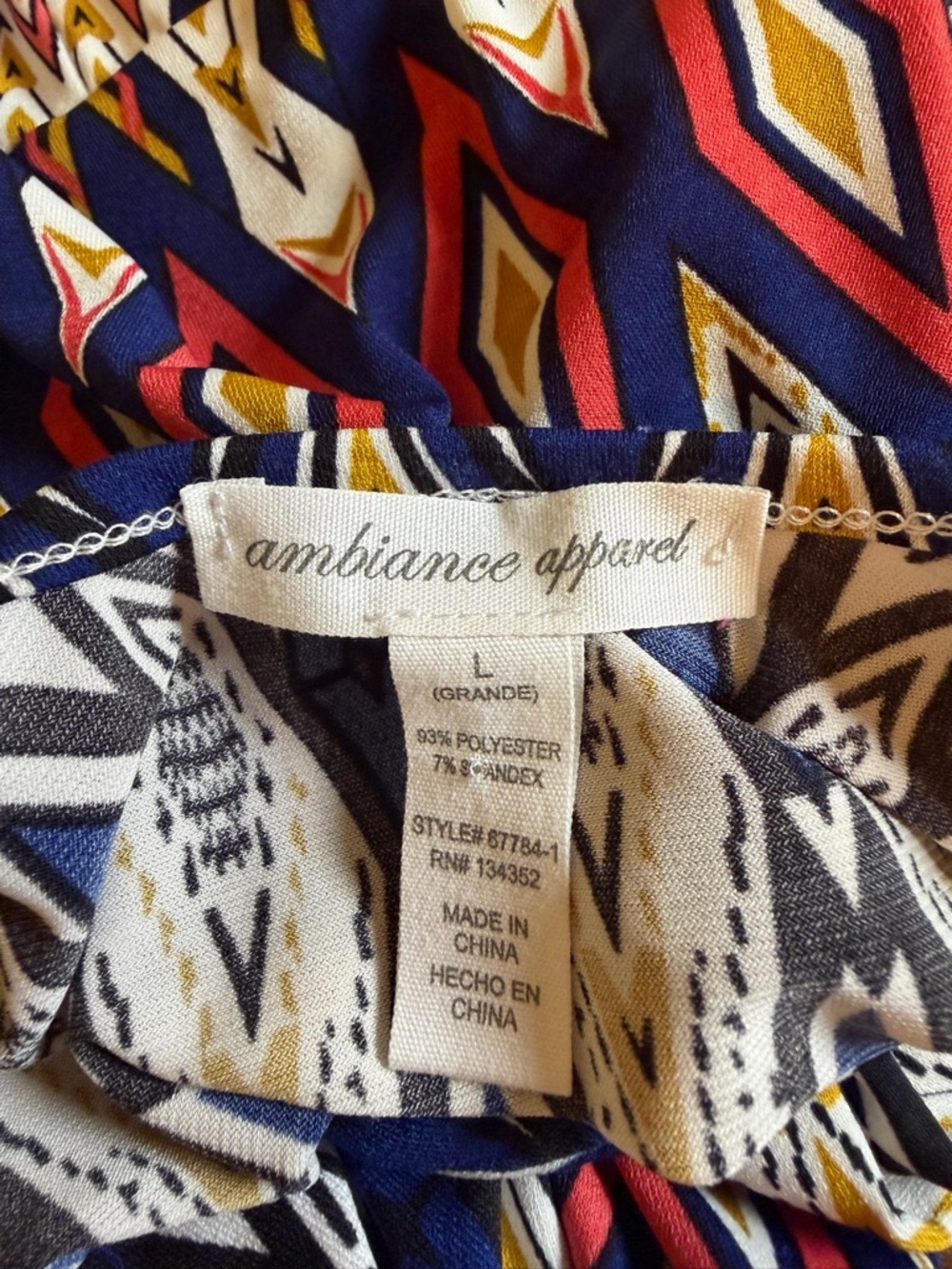 Ambiance Sleeveless V-Neck Geometric Print Jumpsuit - Navy, Pink, Mustard - Picture 5 of 5